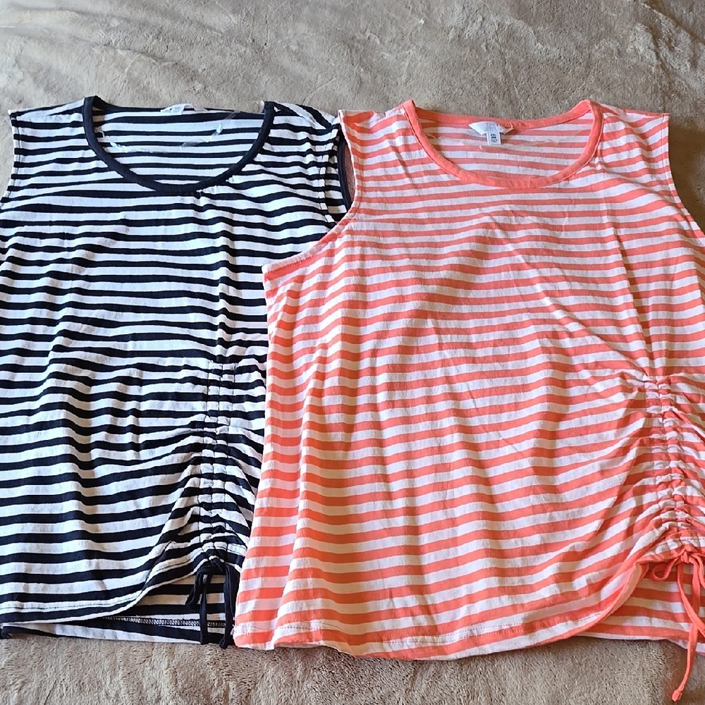 Bundle Of 2 Striped Sleeveless Womens  Tops 1-XXL (20) & 1-XXL (22) Time & Tru